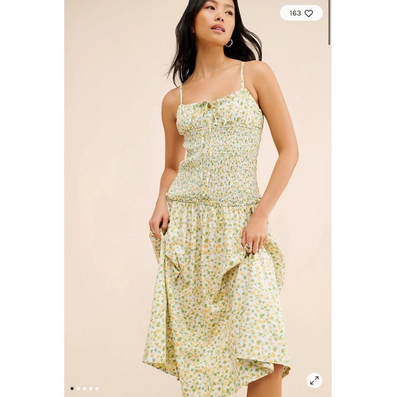 Free People Dresses & Skirts - NWT Free People Lavender Daze Dress Greyed Olive Floral Smocked Large